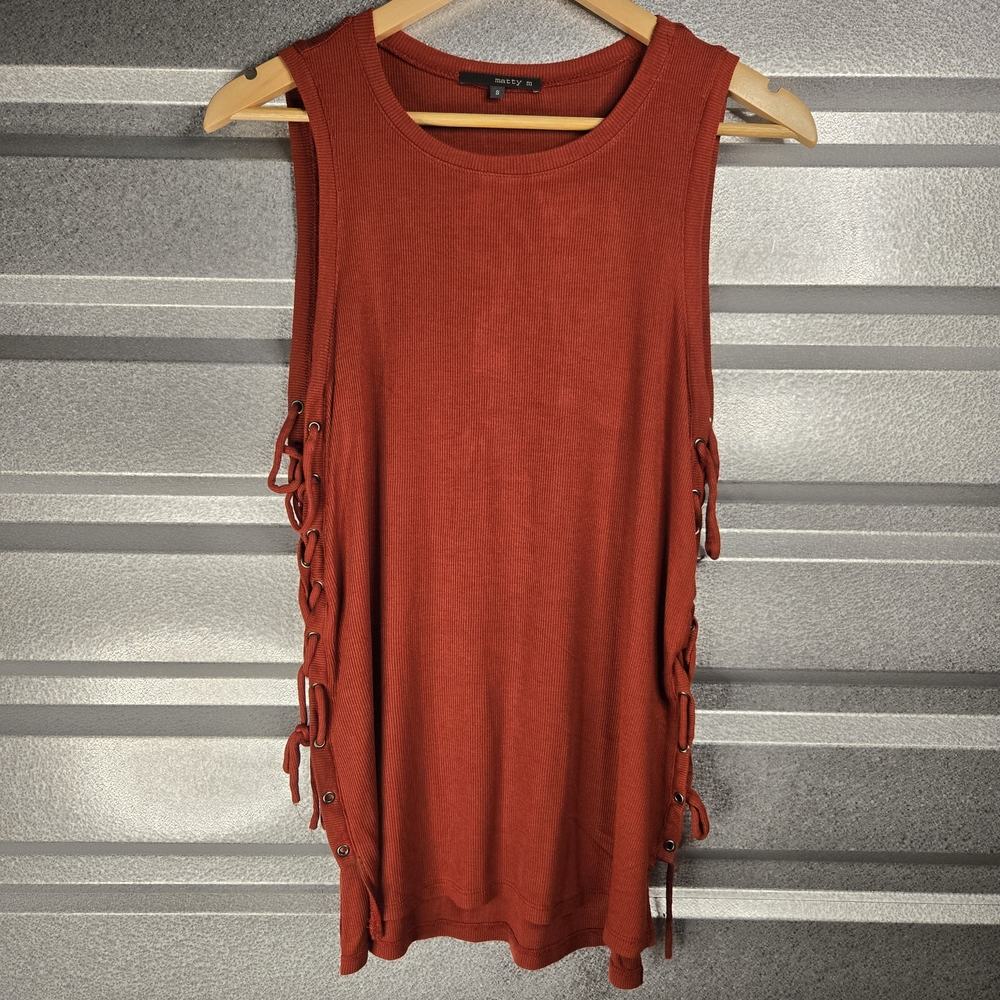Matty M Side Lace-Up Tank – Burnt Orange – Size S
